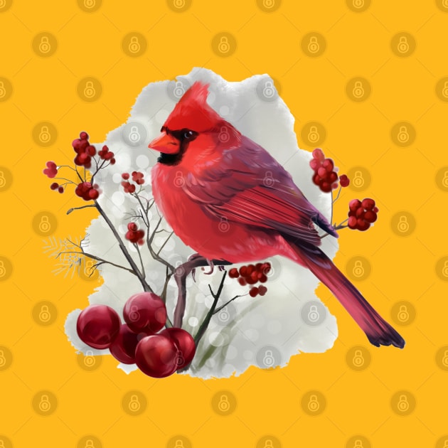 Bird Cardinal sitting on a branch by stark.shop