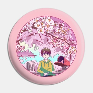 Man Standing Under The Sakura Tree Pin