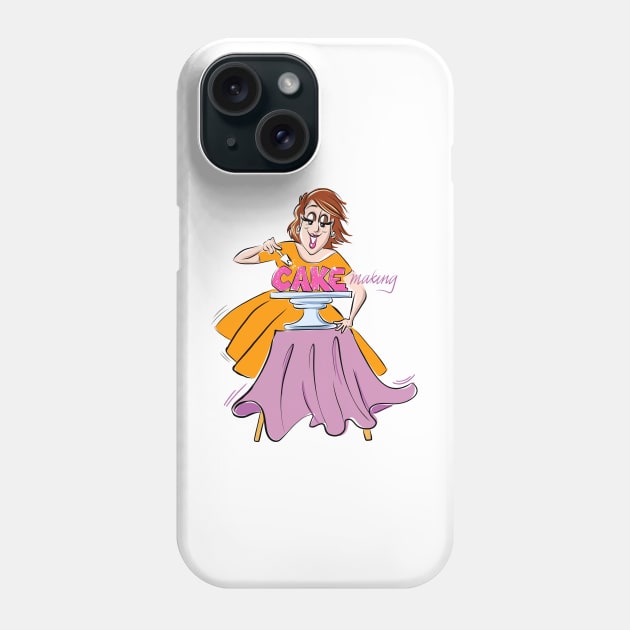 Cake Making in an orange dress Phone Case by Dani Vittz