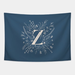 Botanical Letter Z (Lake Blue) Tapestry