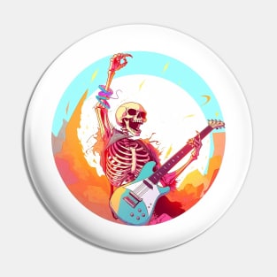 Neon Notes: Skeleton's Electric Guitar Rockin' Symphony Pin