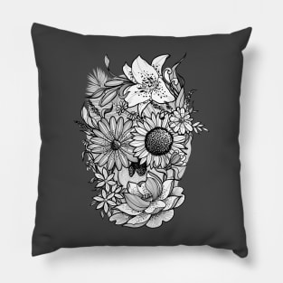 Flower skull illustration Pillow