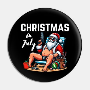 Christmas In July Santa Pin