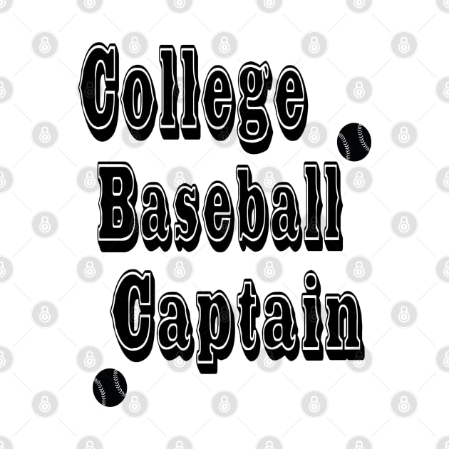 College Baseball Captain Typographic Design - Baseball Lover's Delight by Indie Chille