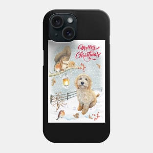 Goldendoodle Merry Christmas Santa Dog Phone Case
