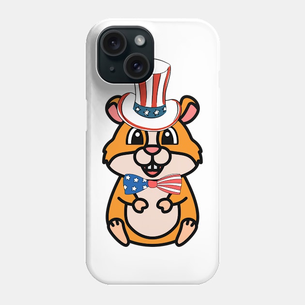 Funny hamster is ready for independence day Phone Case by Pet Station