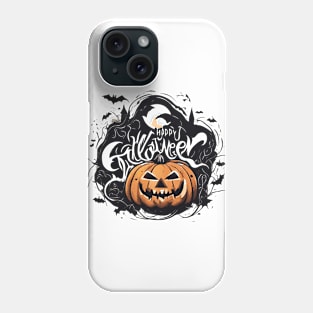 Happy Halloween typography poster with handwritten calligraphy text illustration Phone Case