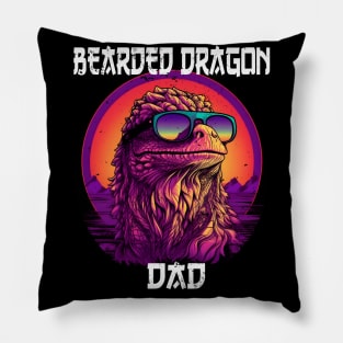 Bearded Dragon Daddy Synthwave Pillow