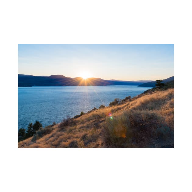 Summer Sun Setting Behind the Mountains over Okanagan Lake by Amy-K-Mitchell