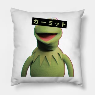 Kermit the frog vaporwave Pillow