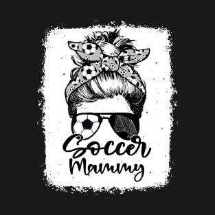 Soccer Mammy Vintage Leopard Messy Bun Bleached T-Shirt