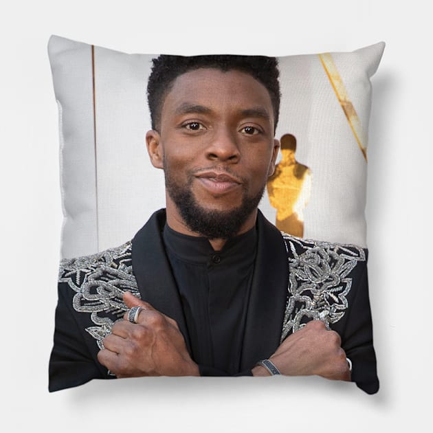 Chadwick Boseman (Wakanda Forever Polaroid) Pillow by Young Inexperienced 