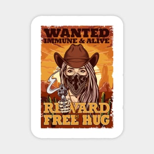 Wanted Social Distancing Free Hug Cool Cowgirl Sunset Gift Magnet