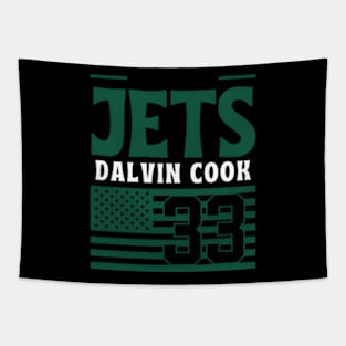 New York Jets Cook 33 American Flag Football Tapestry