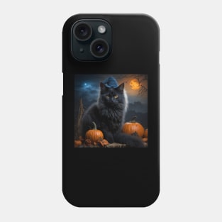 Lovely witch cat on Halloween night Phone Case