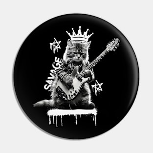 Rock Cat Playing Guitar Pin