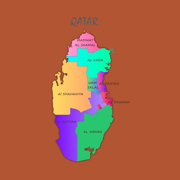 Map of Qatar with municipalities. Political map. Vector by Mashmosh