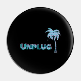 Unplug Retro 80S Fluo Blue And Pink Colors With Palm Tree Pin