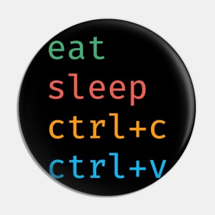 Eat Sleep Ctrl V Ctrl C developer Joke Pin