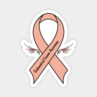 Endometrial Cancer Ribbon of Hope with Wings Magnet