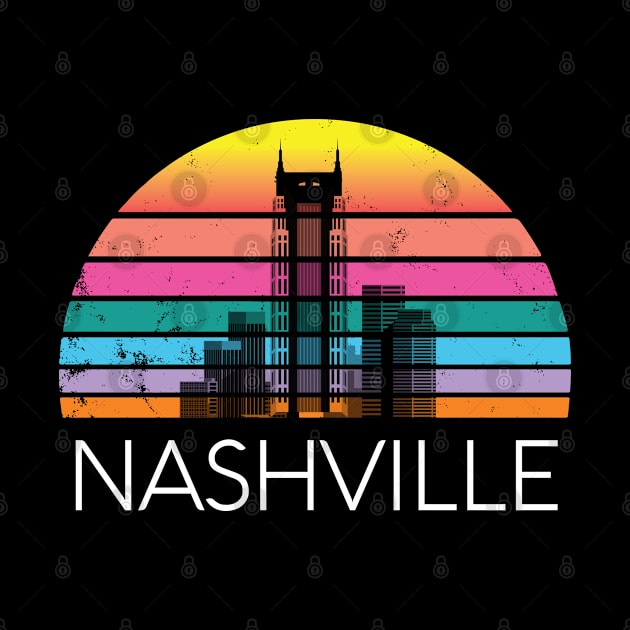 Retro Nashville Tennessee Vintage Skyline Country Music Home by Shirtsurf