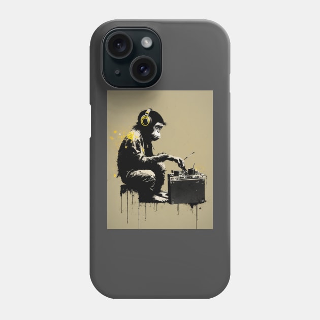 Handsome Illustration of BANKSY DJ Monkey Thinker Phone Case by KOTYA