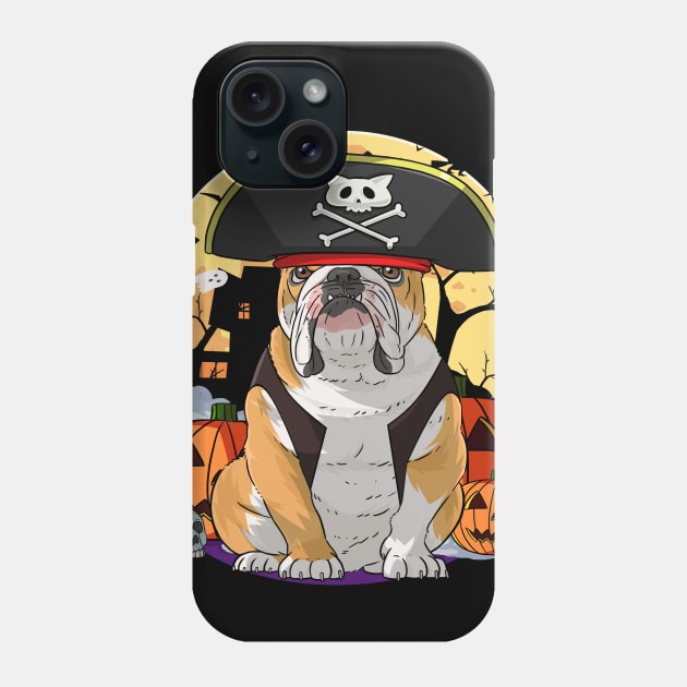 English Bulldog Happy Halloween Pirate Costume Phone Case by Noseking