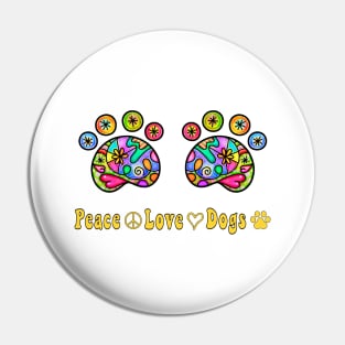 Peace Love Dogs, Retro Dog Gifts Pin