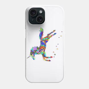 Jumping flying multicoloured unicorn cartoon Phone Case