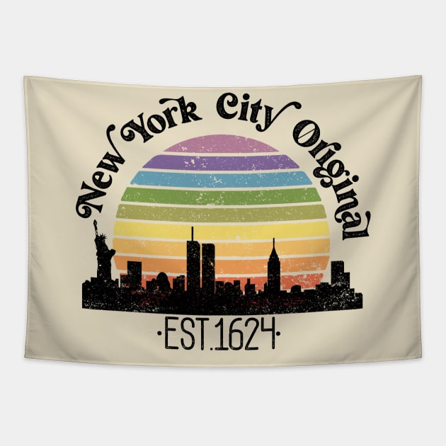 New York City Original Vintage Rainbow Tapestry by Perpetual Brunch