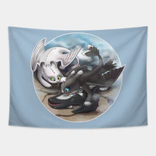 Toothless's and Light Fury's Kids (How to Train Your Dragon 3) Tapestry