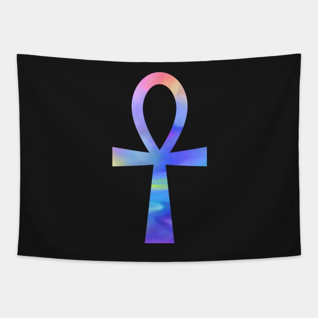 Colourful Egyptian Ankh Symbol Tapestry by sarahwainwright