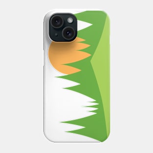 Green mountains layer with orange sun in the background Phone Case