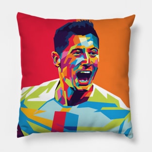 Robert Lewandowski In Wpap Pop Art Style Pillow