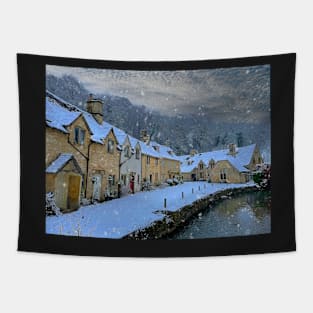 Castle Combe in the snow Tapestry