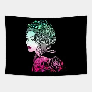 Japanese Geisha Samurai Warrior 106 Tapestry