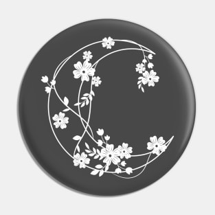 Crescent with Flowers: Nighttime Bloom Pin