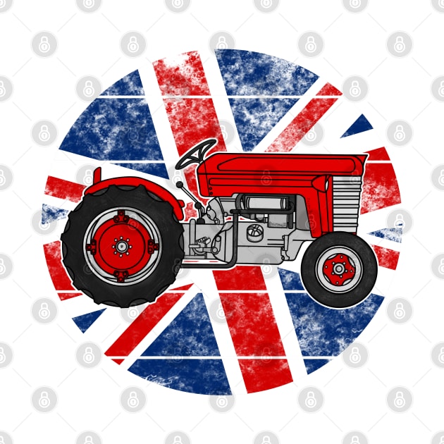 Vintage Tractor UK Flag Farmer British Farming Great Britain by doodlerob