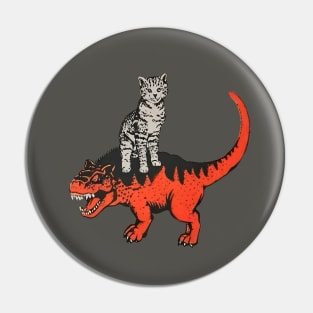 Cat on dinosaur Pin