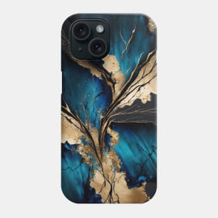 Midnight Golden Blue - Abstract Resin Art Phone Case