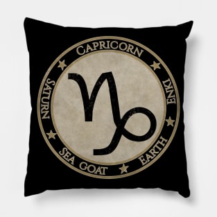 Vintage Capricorn Zodiac Sign Horoscope Astrology Symbol Pillow