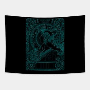 Copy of Alphonse Mucha Zodiac Blue Neon Tapestry