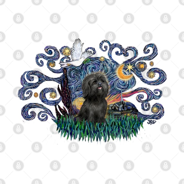 Adorable Black Shih Tzu in Starry Night (inspired by) by Dogs Galore and More