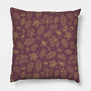 Fall leaves Gold On Puple Pillow