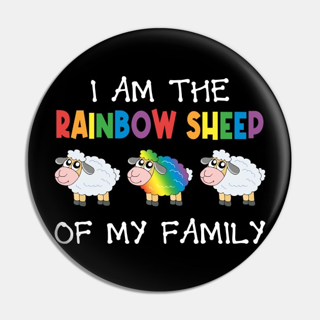 The Rainbow Sheep of My Family Parents Support Pride Gift For Women Men Pin by Los San Der