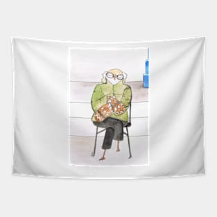 Bernie Sanders Mittens Inauguration Owl Tapestry