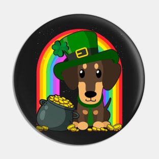 Dachshund Rainbow Irish Clover St Patrick Day Dog Gift print Pin