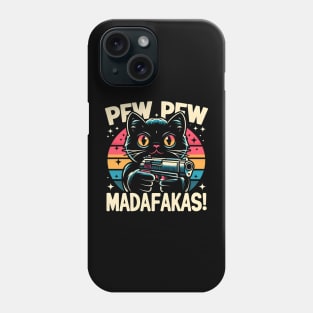 Pew Pew Madafakas Cat Crazy Vintage Funny Cat Owners Phone Case