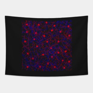 Connecting the Dots Abstract in Red and Blue Tapestry