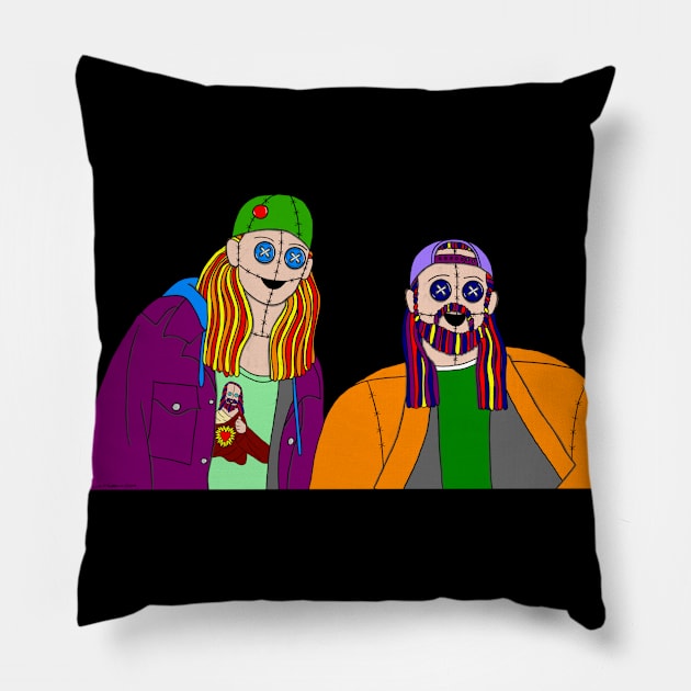 Jay and Silent Bob Ragdolls Pillow by Sashibala